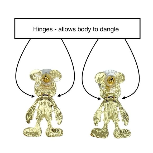 Disney x Baublebar Mickey Mouse Earrings Red Black Gold Crystals Dangle New NWT - Picture 2 of 4